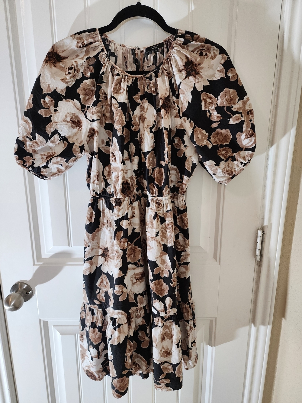 Rails Khloe Dress Sepia Roses Puff Sleeve Mini Medium Cotton Blend - Picture 2 of 13